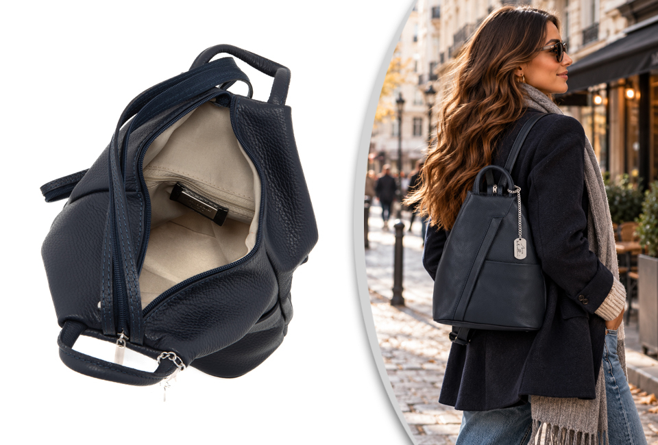 Mochila de couro luxuosa com elegância italiana para mulher