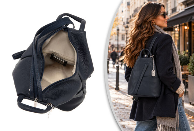 Mochila de couro luxuosa com elegância italiana para mulher