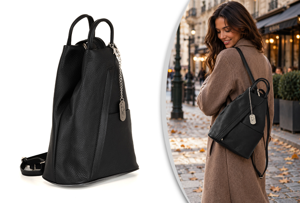 Mochila de couro luxuosa com elegância italiana para mulher