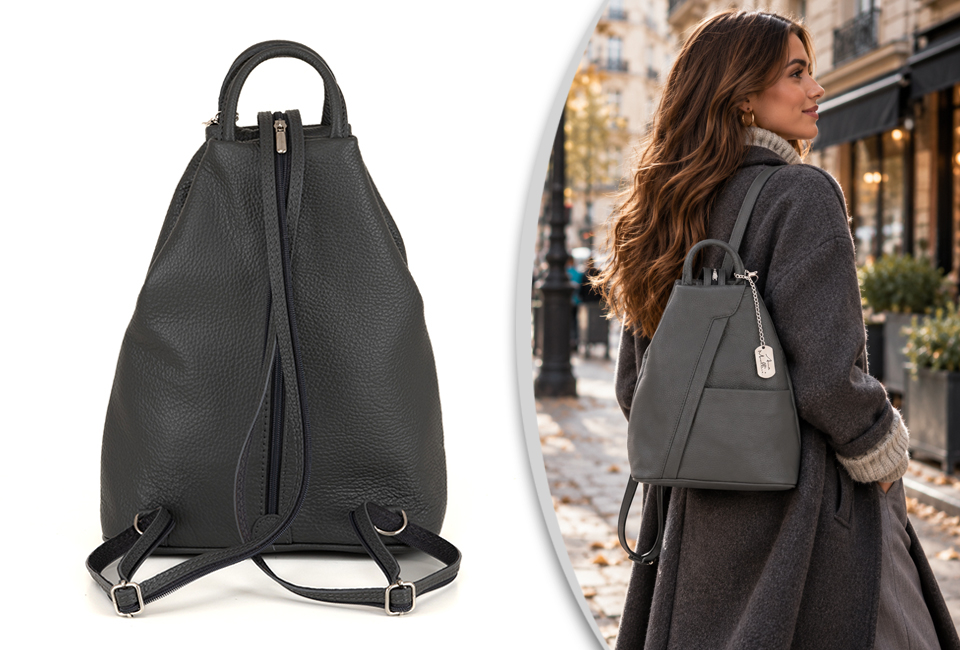 Mochila de couro luxuosa com elegância italiana para mulher