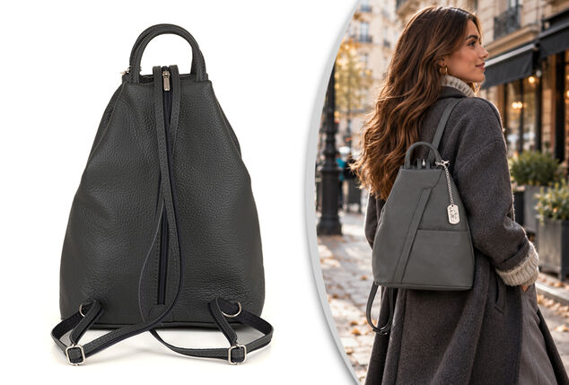 Mochila de couro luxuosa com elegância italiana para mulher