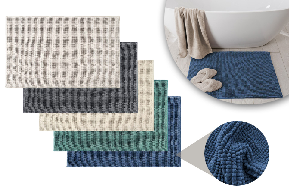 Zachte chenille badmat met antisliplaag