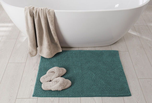 Zachte chenille badmat met antisliplaag