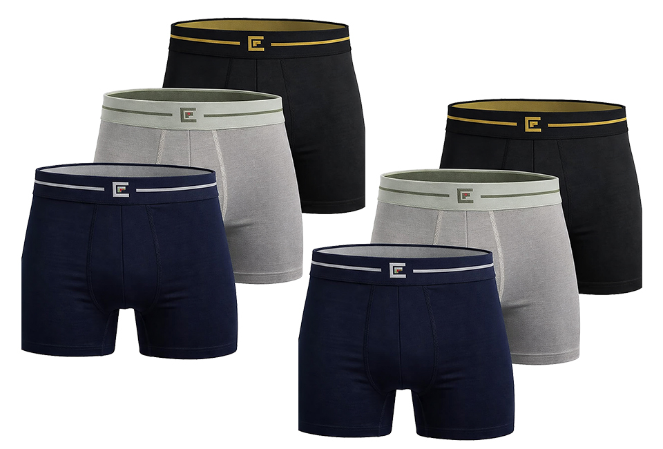 Set di 6 boxer in bambù a gamba lunga