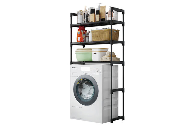 Ruimtebesparend ombouwrek voor wasmachine met 3 legplanken