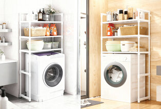 Ruimtebesparend ombouwrek voor wasmachine met 3 legplanken — 6