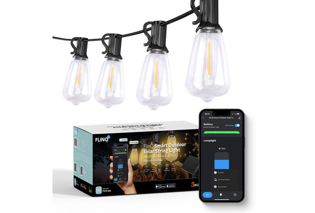 Guirlande lumineuse solaire intelligente avec commande via l'application et option de charge USB-C