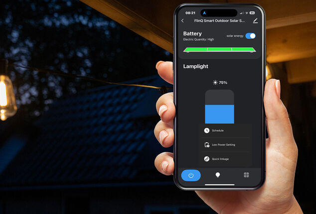 Guirlande lumineuse solaire intelligente avec commande via l'application et option de charge USB-C