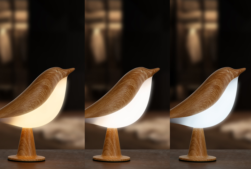 Atmospheric rechargeable bird lamp with 3 light colours