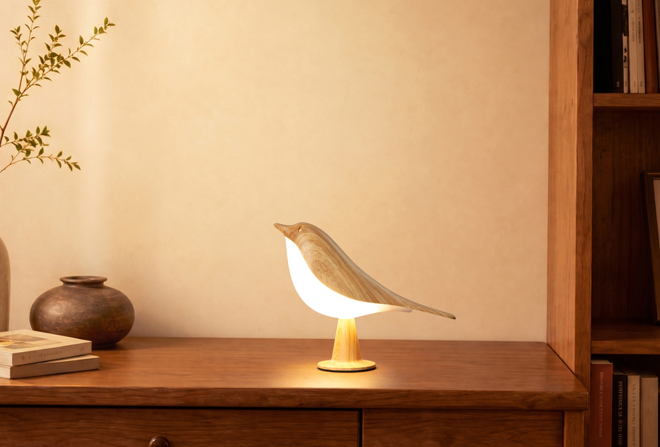 Atmospheric rechargeable bird lamp with 3 light colours