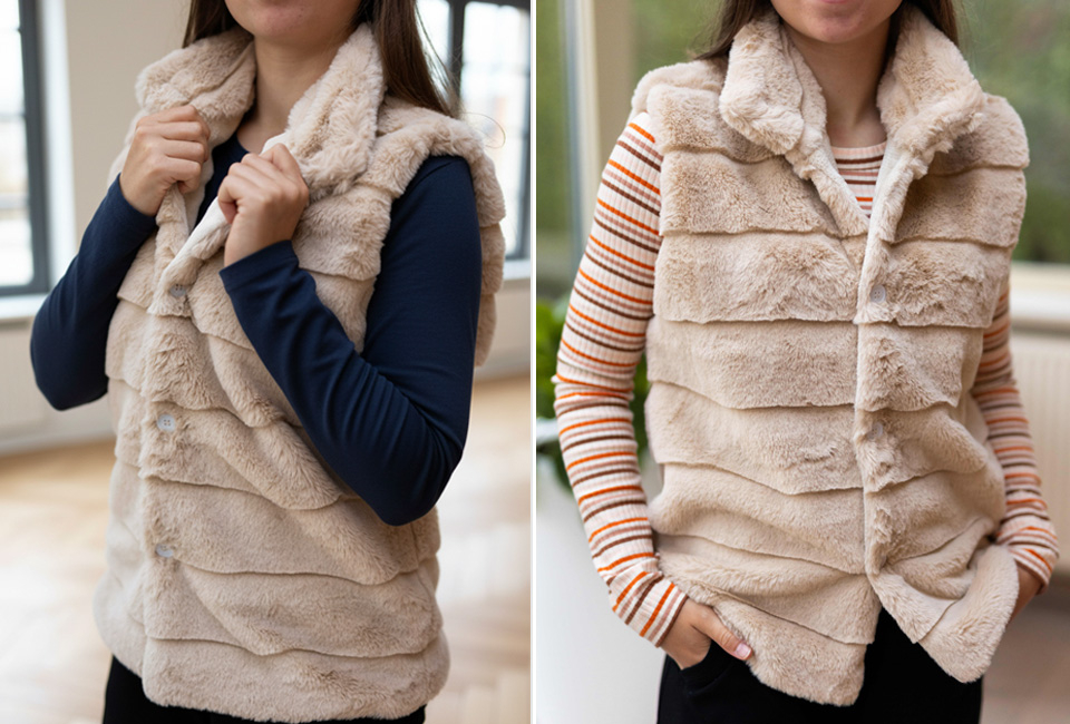 Soft women's faux fur body warmer