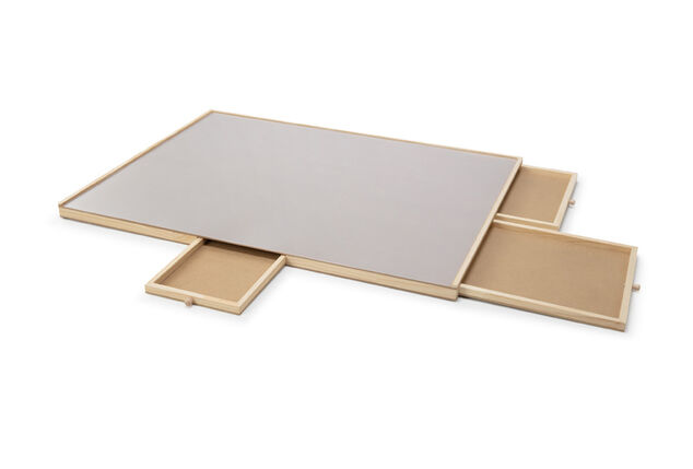 Prático tabuleiro de puzzle com gavetas