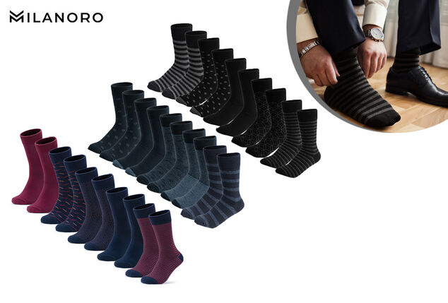 10 pares de meias de algodão com padrão elegante para homem