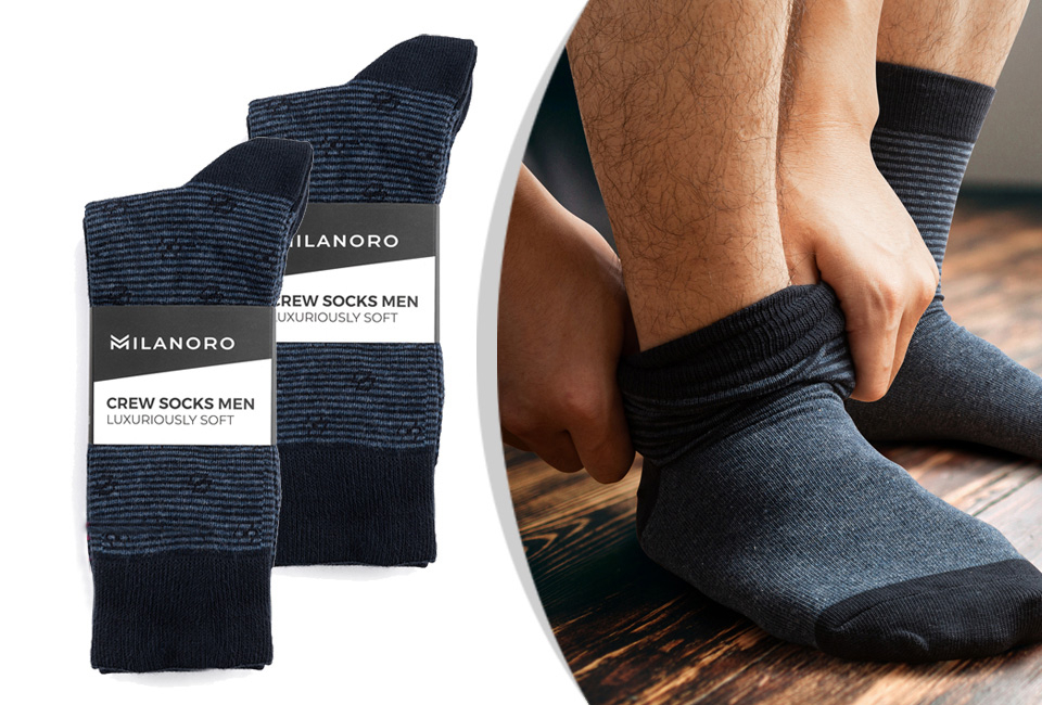 10 pares de meias de algodão com padrão elegante para homem