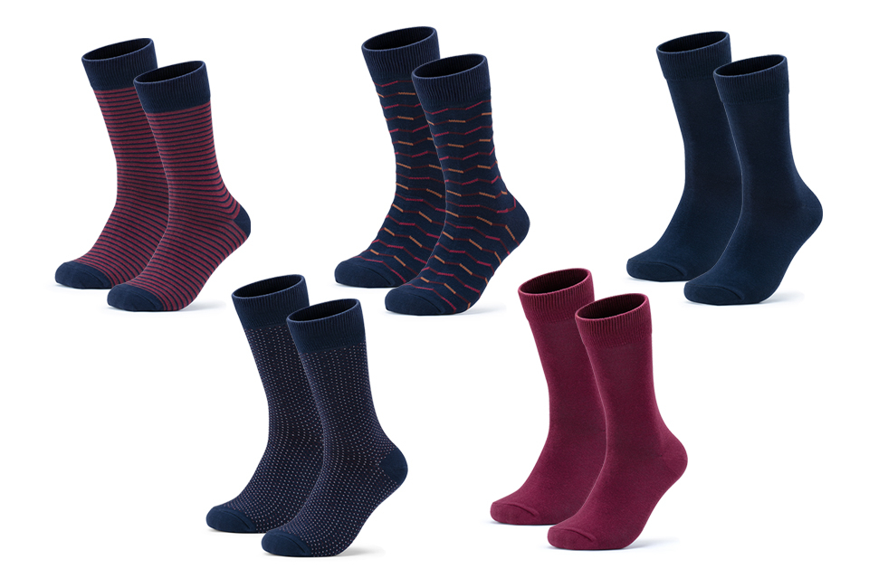 10 pares de meias de algodão com padrão elegante para homem