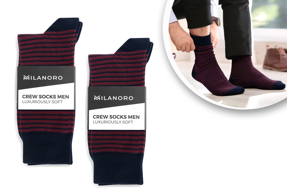 10 pares de meias de algodão com padrão elegante para homem