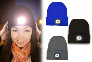 Beanie with built-in LED headlamp