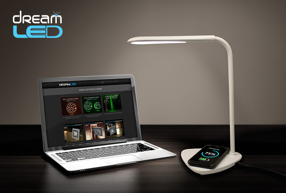 Lampe de bureau LED multifonctionnelle, station de rechargement sans fil  incluse - Lampe de bureau LED